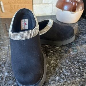 Skechers Black Mules with Rhinestone Trim